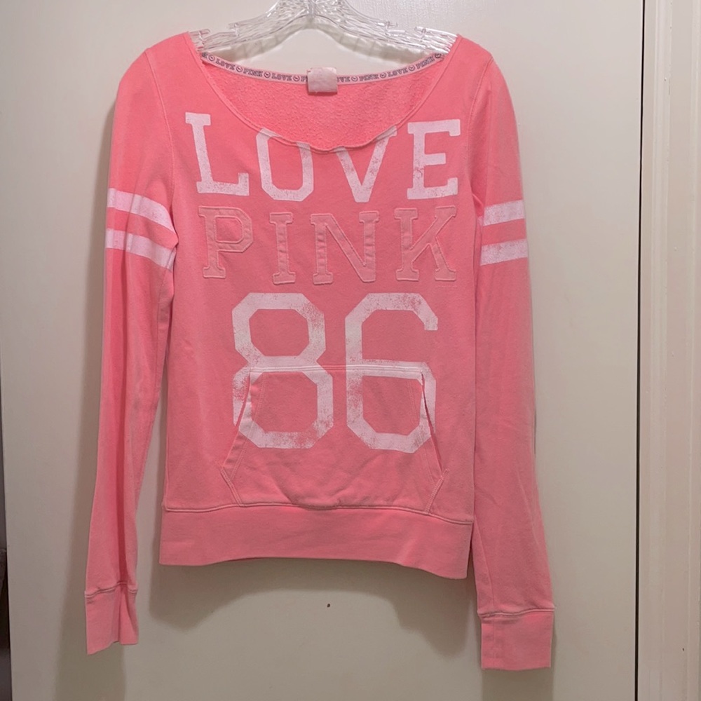 PINK brand, off the shoulder, coral sweatshirt